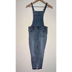 Cali 1850 Denim Overalls Jumpsuit Blue Distressed Frayed Hem Women's Size M